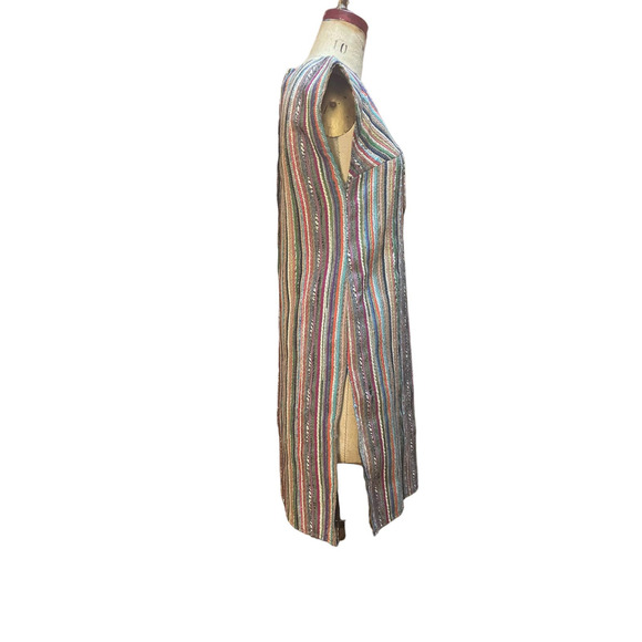 Country Set Womens Seersucker Dress Multicolor Cap Sleeve Striped V-Neck Size 10 - Picture 3 of 8